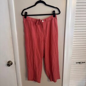 Caribbean‎ Joe Womens Silk Blend Elastic Waist Capri Wide Leg Pant SZ L